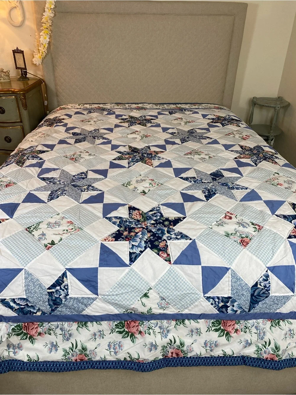 Mainstays Blue and White Floral Patchwork Quilt